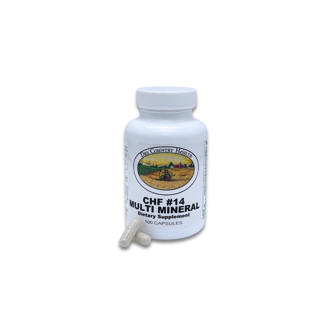 CHF #14 Multi-Mineral bottle with the Country Health logo